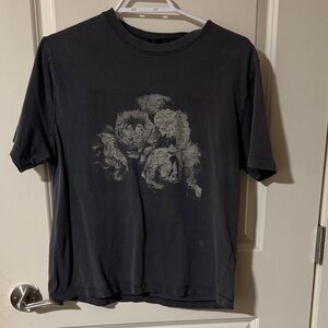 Dynamite Dark Gray Floral Tee